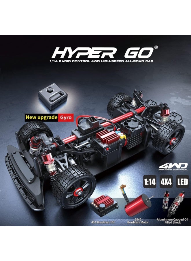 إم جيه إكس سيارة MYTOYS Hyper Go 14302 1/14 بدون فرشات، دفع رباعي، تعمل بالتحكم عن بعد - سيارة كهربائية عالية السرعة للانجراف والقيادة على جميع التضاريس، مناسبة للبالغين، سرعة 42 كم/ساعة، بطارية 7.4 فولت 2000 مللي أمبير، جهاز تحكم عن بعد بتردد 2.4 جيجاهرتز - Image 5